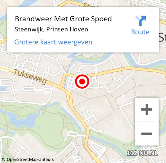 Locatie op kaart van de 112 melding: Brandweer Met Grote Spoed Naar Steenwijk, Prinsen Hoven op 26 november 2021 11:46