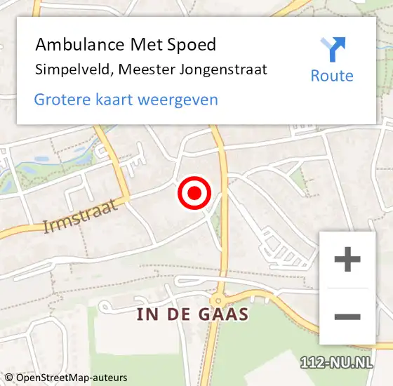 Locatie op kaart van de 112 melding: Ambulance Met Spoed Naar Simpelveld, Meester Jongenstraat op 30 juni 2014 14:44