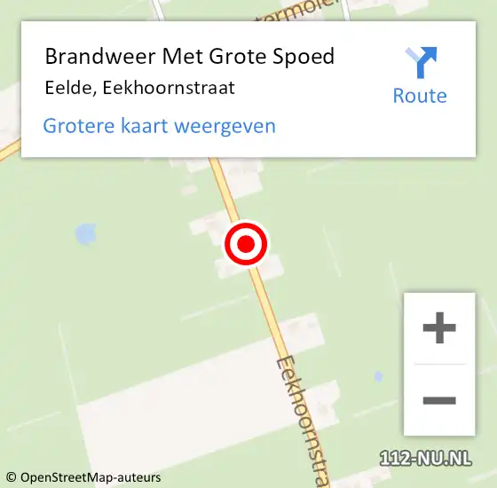 Locatie op kaart van de 112 melding: Brandweer Met Grote Spoed Naar Eelde, Eekhoornstraat op 26 november 2021 12:16