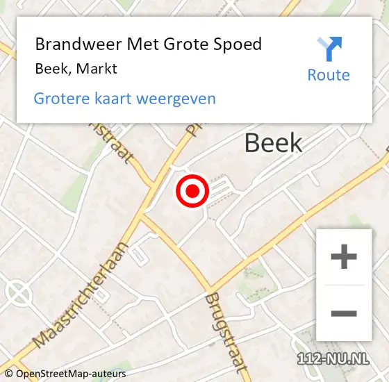 Locatie op kaart van de 112 melding: Brandweer Met Grote Spoed Naar Beek, Markt op 26 november 2021 12:35