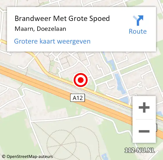 Locatie op kaart van de 112 melding: Brandweer Met Grote Spoed Naar Maarn, Doezelaan op 26 november 2021 13:02