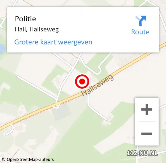 Locatie op kaart van de 112 melding: Politie Hall, Hallseweg op 26 november 2021 13:44