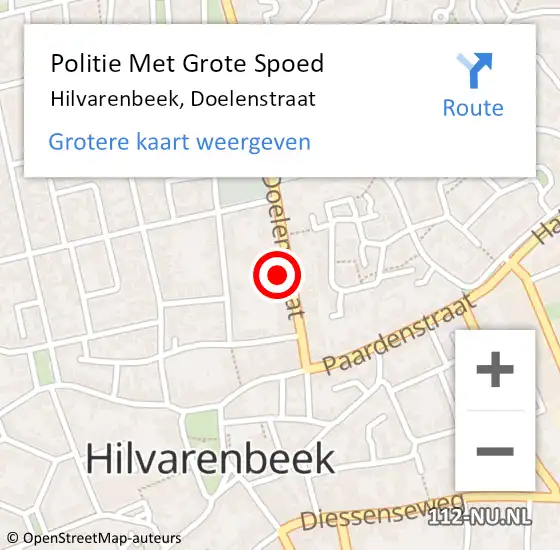 Locatie op kaart van de 112 melding: Politie Met Grote Spoed Naar Hilvarenbeek, Doelenstraat op 26 november 2021 13:45