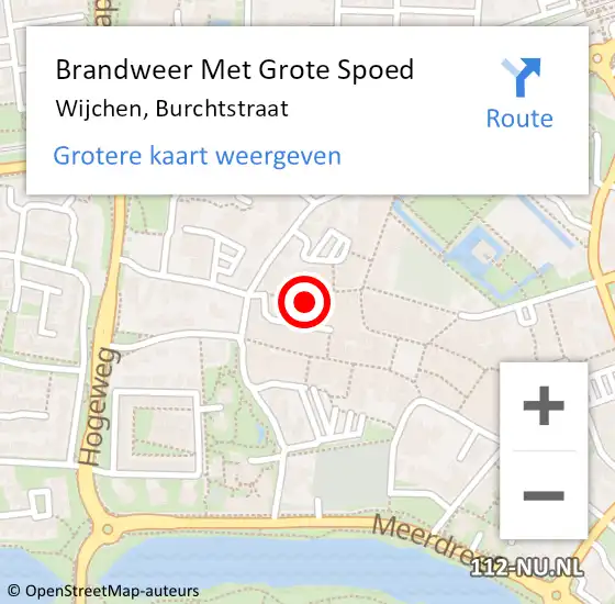 Locatie op kaart van de 112 melding: Brandweer Met Grote Spoed Naar Wijchen, Burchtstraat op 26 november 2021 13:46