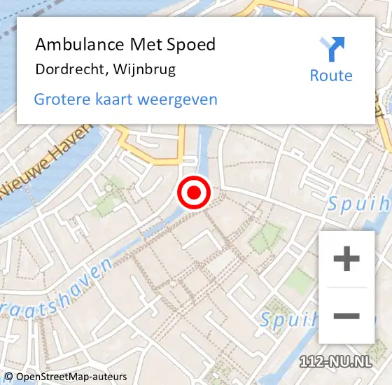 Locatie op kaart van de 112 melding: Ambulance Met Spoed Naar Dordrecht, Wijnbrug op 26 november 2021 14:04