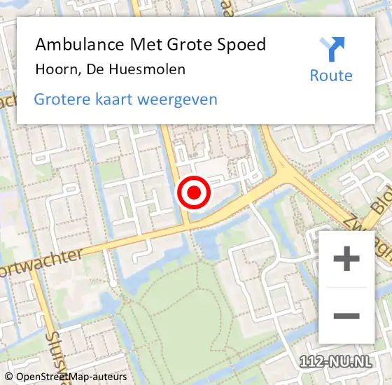 Locatie op kaart van de 112 melding: Ambulance Met Grote Spoed Naar Hoorn, De Huesmolen op 26 november 2021 14:11