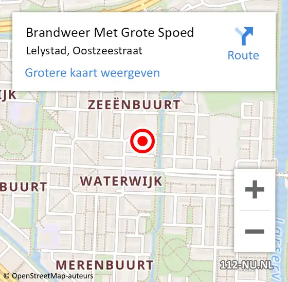 Locatie op kaart van de 112 melding: Brandweer Met Grote Spoed Naar Lelystad, Oostzeestraat op 26 november 2021 14:14