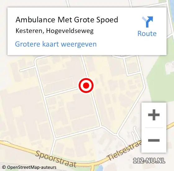 Locatie op kaart van de 112 melding: Ambulance Met Grote Spoed Naar Kesteren, Hogeveldseweg op 26 november 2021 14:51