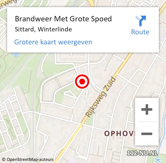 Locatie op kaart van de 112 melding: Brandweer Met Grote Spoed Naar Sittard, Winterlinde op 26 november 2021 14:51