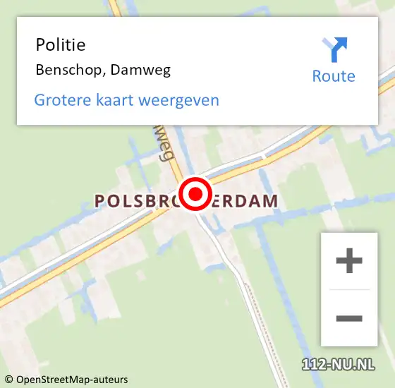 Locatie op kaart van de 112 melding: Politie Benschop, Damweg op 30 juni 2014 15:00