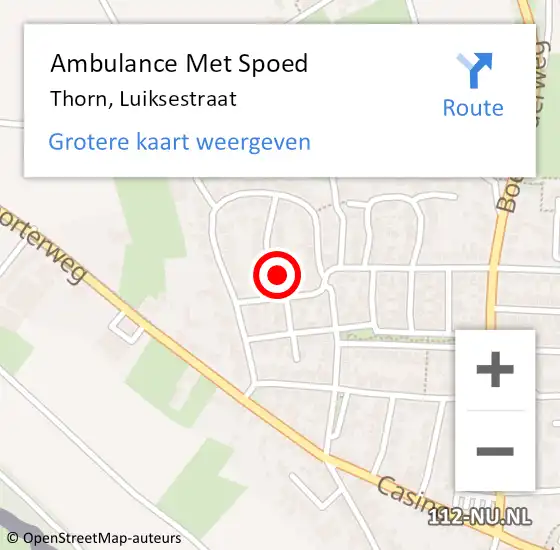 Locatie op kaart van de 112 melding: Ambulance Met Spoed Naar Thorn, Luiksestraat op 26 november 2021 15:53