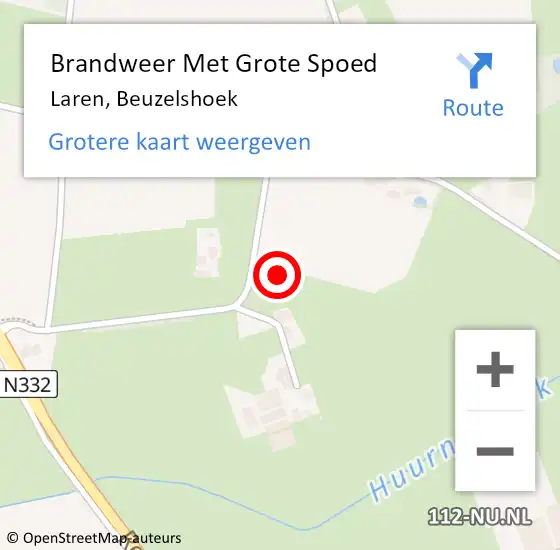 Locatie op kaart van de 112 melding: Brandweer Met Grote Spoed Naar Laren, Beuzelshoek op 26 november 2021 16:26