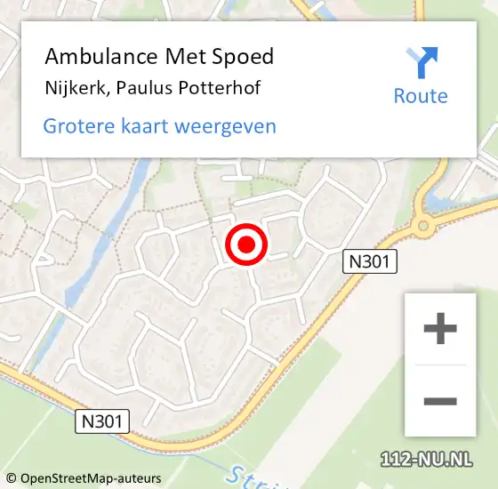 Locatie op kaart van de 112 melding: Ambulance Met Spoed Naar Nijkerk, Paulus Potterhof op 26 november 2021 16:30