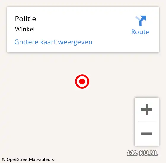 Locatie op kaart van de 112 melding: Politie Winkel op 30 juni 2014 15:06