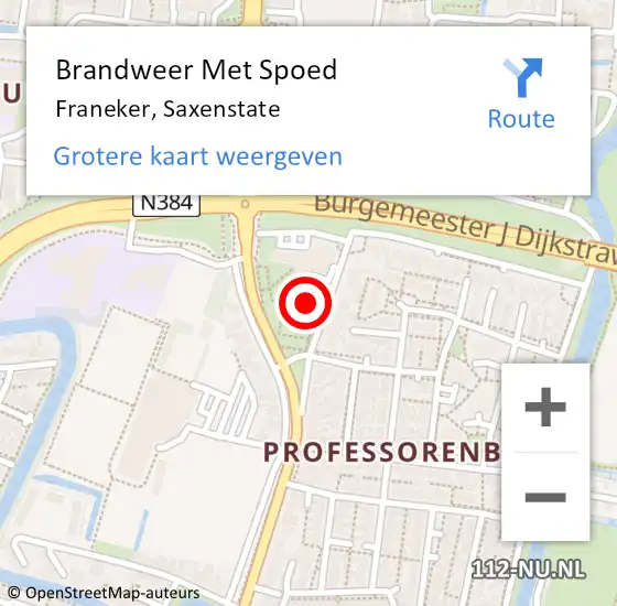 Locatie op kaart van de 112 melding: Brandweer Met Spoed Naar Franeker, Saxenstate op 26 november 2021 16:36