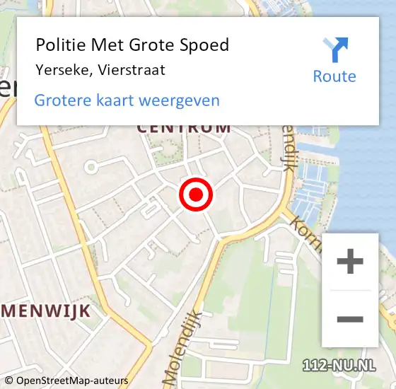 Locatie op kaart van de 112 melding: Politie Met Grote Spoed Naar Yerseke, Vierstraat op 26 november 2021 16:46