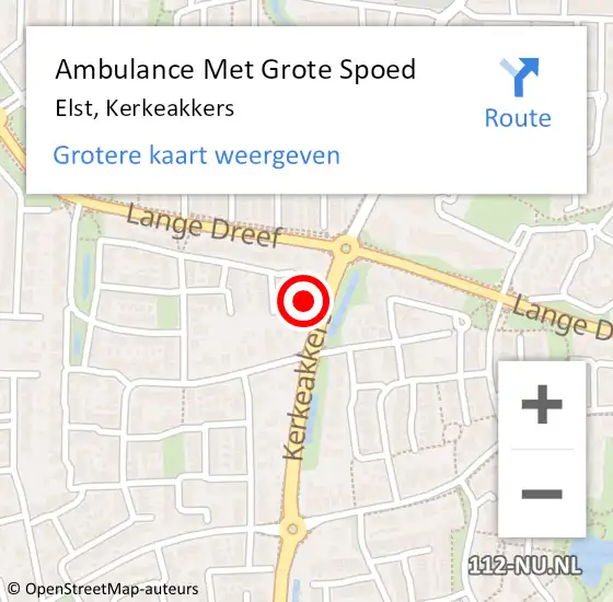 Locatie op kaart van de 112 melding: Ambulance Met Grote Spoed Naar Elst, Kerkeakkers op 26 november 2021 16:57