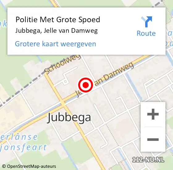 Locatie op kaart van de 112 melding: Politie Met Grote Spoed Naar Jubbega, Jelle van Damweg op 26 november 2021 17:26