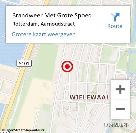 Locatie op kaart van de 112 melding: Brandweer Met Grote Spoed Naar Rotterdam, Aarnoudstraat op 26 november 2021 17:33