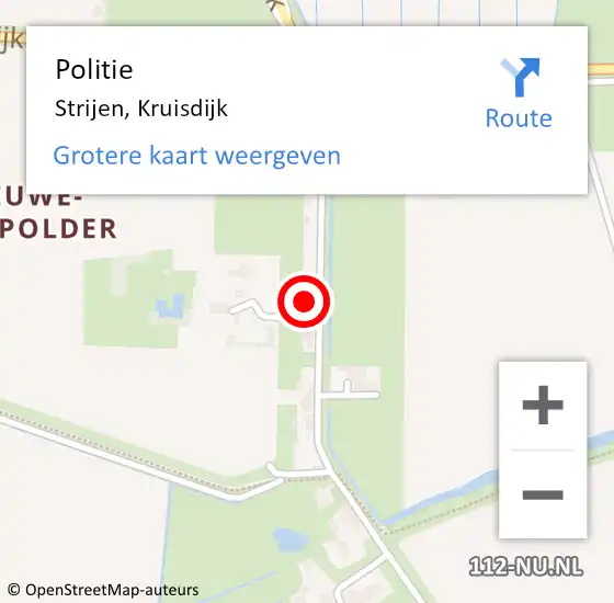 Locatie op kaart van de 112 melding: Politie Strijen, Kruisdijk op 26 november 2021 17:47