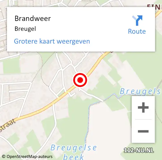 Locatie op kaart van de 112 melding: Brandweer Breugel op 26 november 2021 17:52