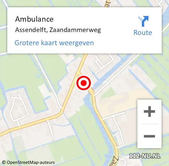 Locatie op kaart van de 112 melding: Ambulance Assendelft, Zaandammerweg op 26 november 2021 17:56