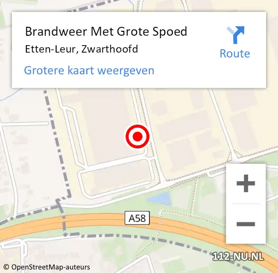 Locatie op kaart van de 112 melding: Brandweer Met Grote Spoed Naar Etten-Leur, Zwarthoofd op 26 november 2021 18:04