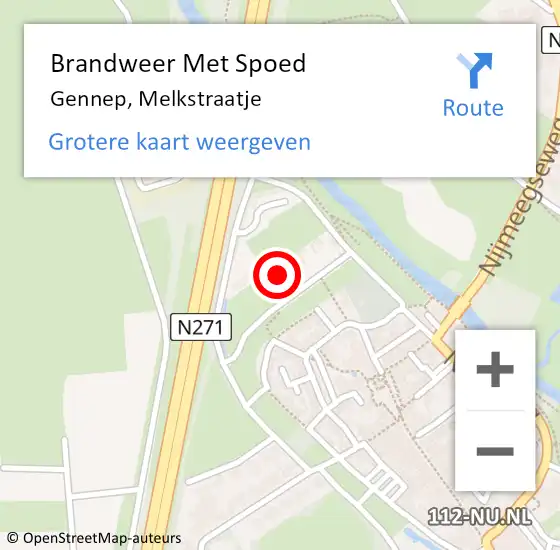 Locatie op kaart van de 112 melding: Brandweer Met Spoed Naar Gennep, Melkstraatje op 26 november 2021 18:06