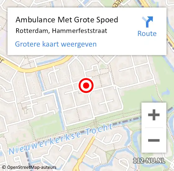 Locatie op kaart van de 112 melding: Ambulance Met Grote Spoed Naar Rotterdam, Hammerfeststraat op 26 november 2021 18:09
