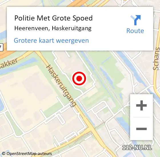 Locatie op kaart van de 112 melding: Politie Met Grote Spoed Naar Heerenveen, Haskeruitgang op 26 november 2021 18:17