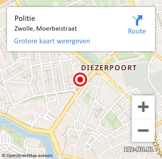 Locatie op kaart van de 112 melding: Politie Zwolle, Moerbeistraat op 26 november 2021 18:27