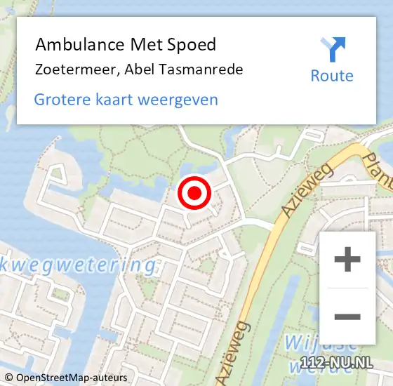 Locatie op kaart van de 112 melding: Ambulance Met Spoed Naar Zoetermeer, Abel Tasmanrede op 26 november 2021 18:39