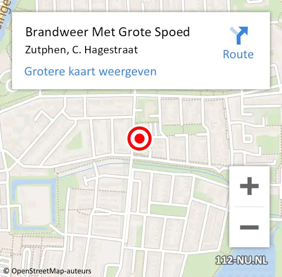 Locatie op kaart van de 112 melding: Brandweer Met Grote Spoed Naar Zutphen, C. Hagestraat op 26 november 2021 18:39