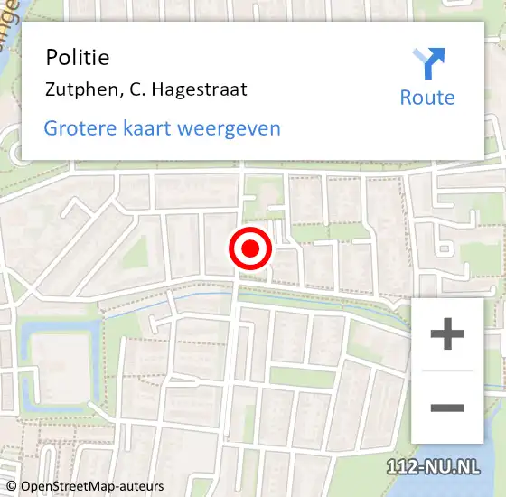 Locatie op kaart van de 112 melding: Politie Zutphen, C. Hagestraat op 26 november 2021 18:59