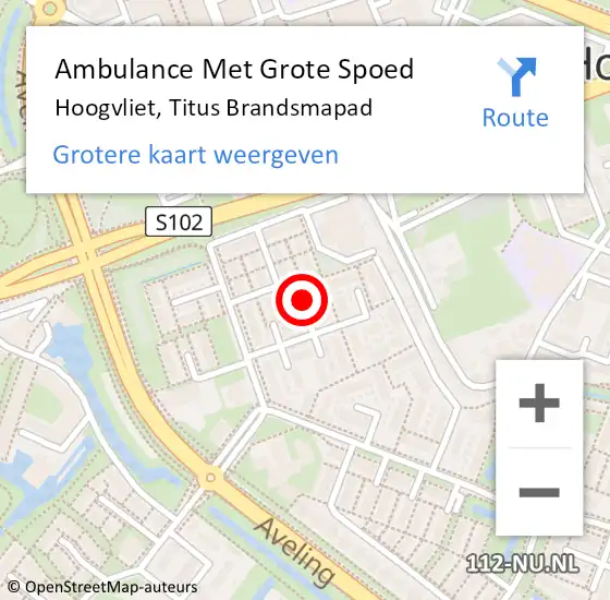 Locatie op kaart van de 112 melding: Ambulance Met Grote Spoed Naar Hoogvliet, Titus Brandsmapad op 26 november 2021 19:07