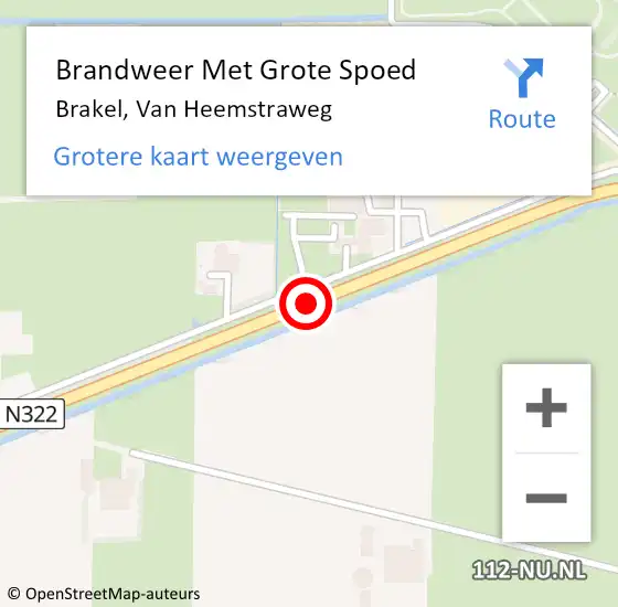 Locatie op kaart van de 112 melding: Brandweer Met Grote Spoed Naar Brakel, Van Heemstraweg op 26 november 2021 19:11