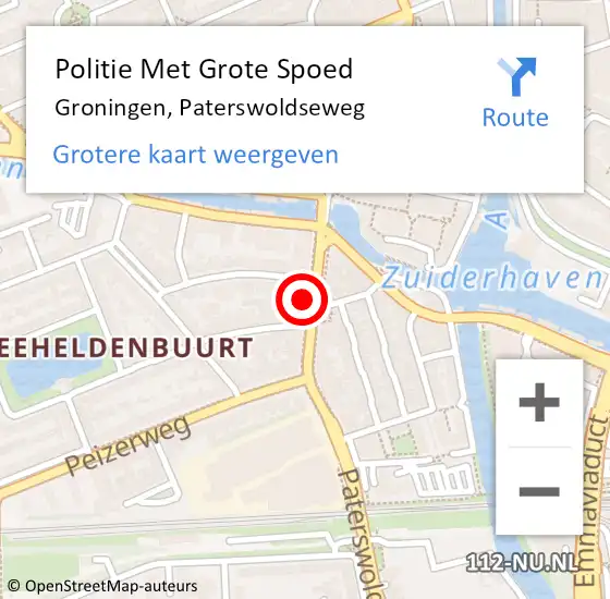 Locatie op kaart van de 112 melding: Politie Met Grote Spoed Naar Groningen, Paterswoldseweg op 26 november 2021 19:45