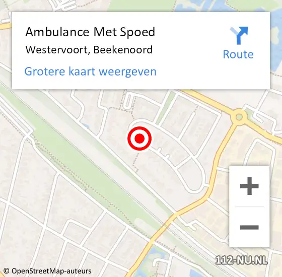 Locatie op kaart van de 112 melding: Ambulance Met Spoed Naar Westervoort, Beekenoord op 26 november 2021 19:50
