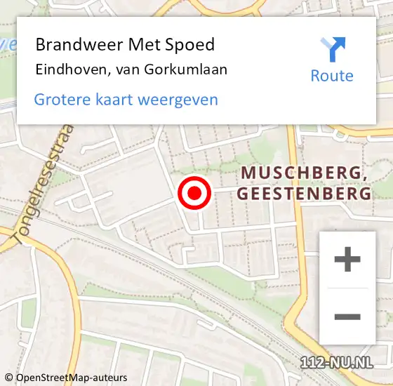 Locatie op kaart van de 112 melding: Brandweer Met Spoed Naar Eindhoven, van Gorkumlaan op 26 november 2021 19:50