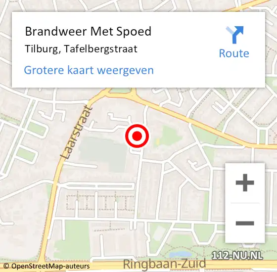 Locatie op kaart van de 112 melding: Brandweer Met Spoed Naar Tilburg, Tafelbergstraat op 26 november 2021 20:09