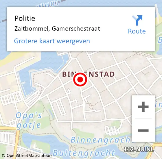 Locatie op kaart van de 112 melding: Politie Zaltbommel, Gamerschestraat op 26 november 2021 20:24