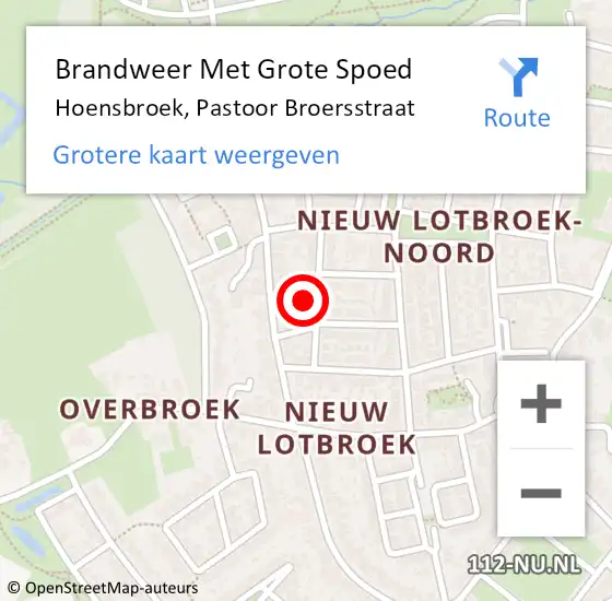 Locatie op kaart van de 112 melding: Brandweer Met Grote Spoed Naar Hoensbroek, Pastoor Broersstraat op 26 november 2021 20:26