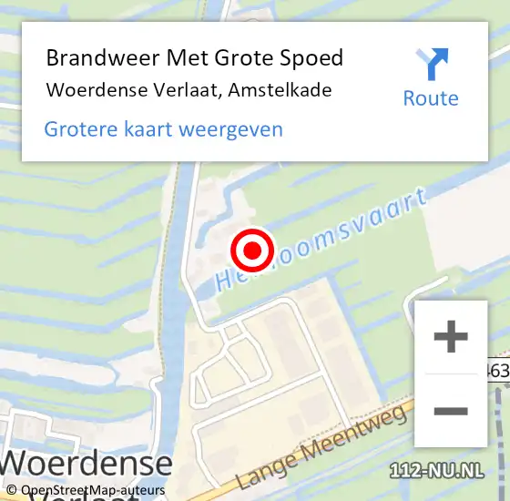 Locatie op kaart van de 112 melding: Brandweer Met Grote Spoed Naar Woerdense Verlaat, Amstelkade op 26 november 2021 20:45
