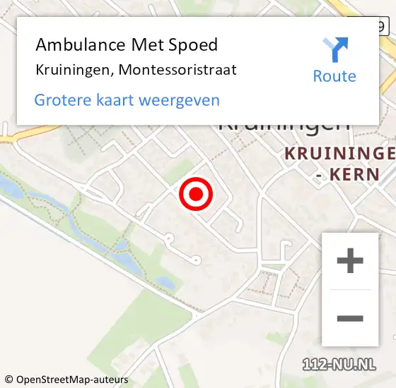 Locatie op kaart van de 112 melding: Ambulance Met Spoed Naar Kruiningen, Montessoristraat op 30 juni 2014 15:29