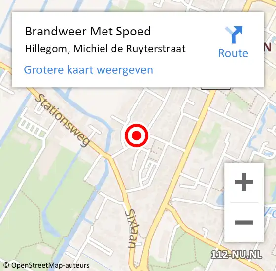 Locatie op kaart van de 112 melding: Brandweer Met Spoed Naar Hillegom, Michiel de Ruyterstraat op 26 november 2021 21:01