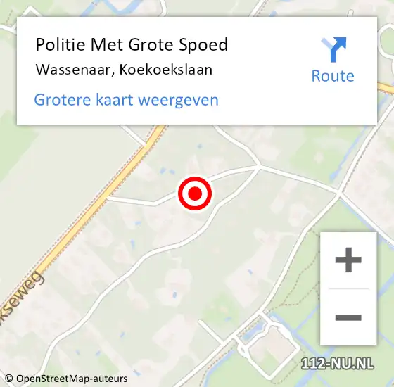 Locatie op kaart van de 112 melding: Politie Met Grote Spoed Naar Wassenaar, Koekoekslaan op 26 november 2021 21:31