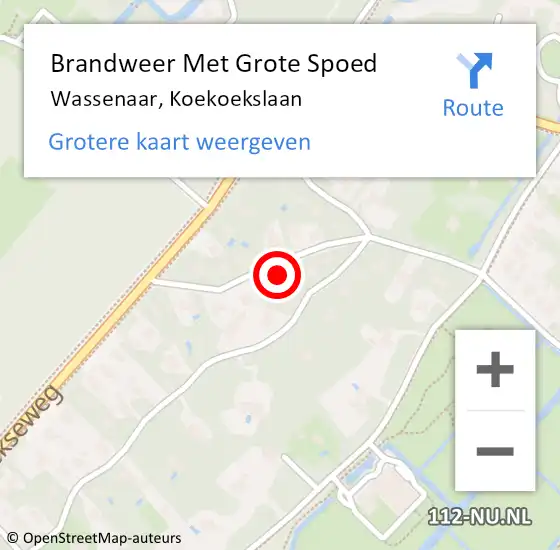 Locatie op kaart van de 112 melding: Brandweer Met Grote Spoed Naar Wassenaar, Koekoekslaan op 26 november 2021 21:31