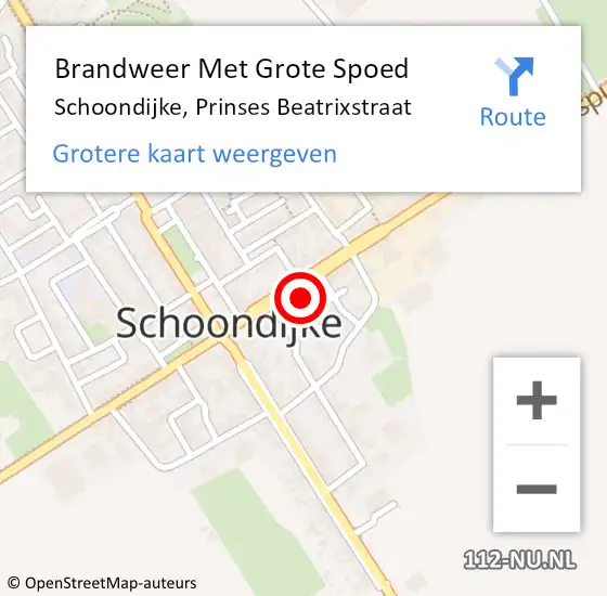 Locatie op kaart van de 112 melding: Brandweer Met Grote Spoed Naar Schoondijke, Prinses Beatrixstraat op 26 november 2021 21:39