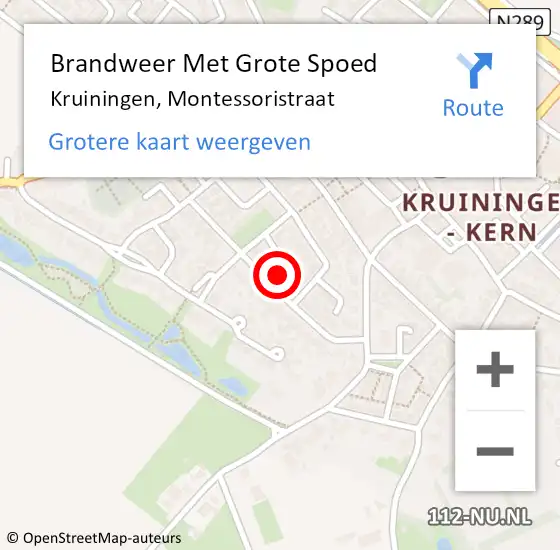 Locatie op kaart van de 112 melding: Brandweer Met Grote Spoed Naar Kruiningen, Montessoristraat op 30 juni 2014 15:34