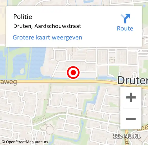 Locatie op kaart van de 112 melding: Politie Druten, Aardschouwstraat op 26 november 2021 22:38